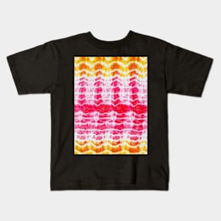 Red and yellow tie dye textile print Kids T-Shirt